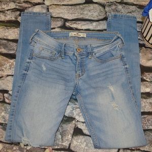 Hollister Women Distressed Blue Skinny Jeans Sz 26